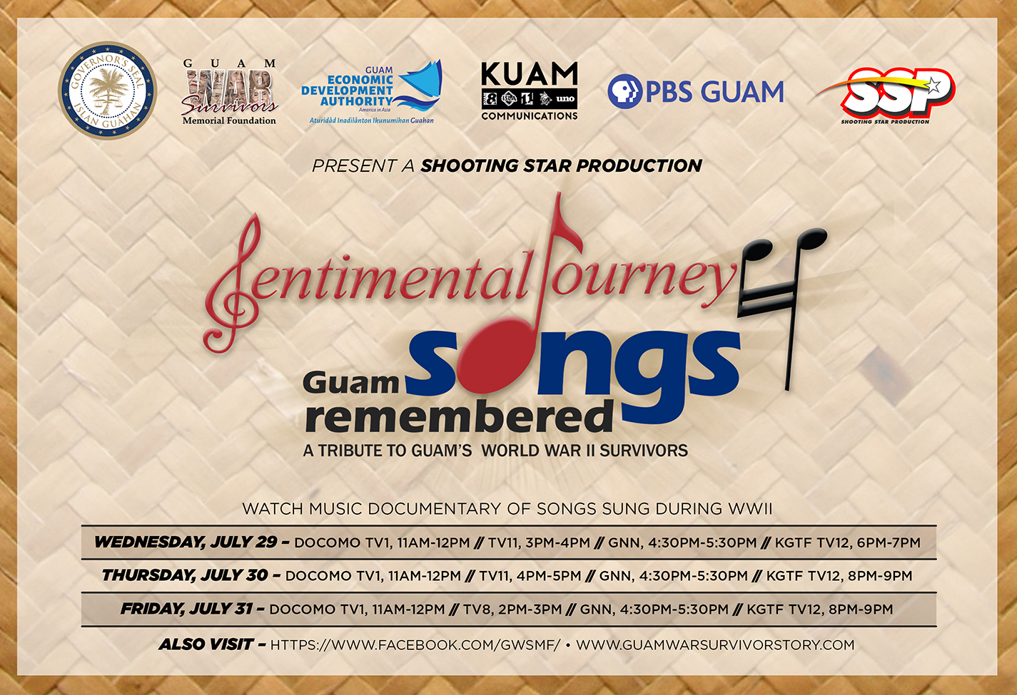 Reflect, recognize and remember Guam's history of songs sung during World War II. Music has always been a gift of love.